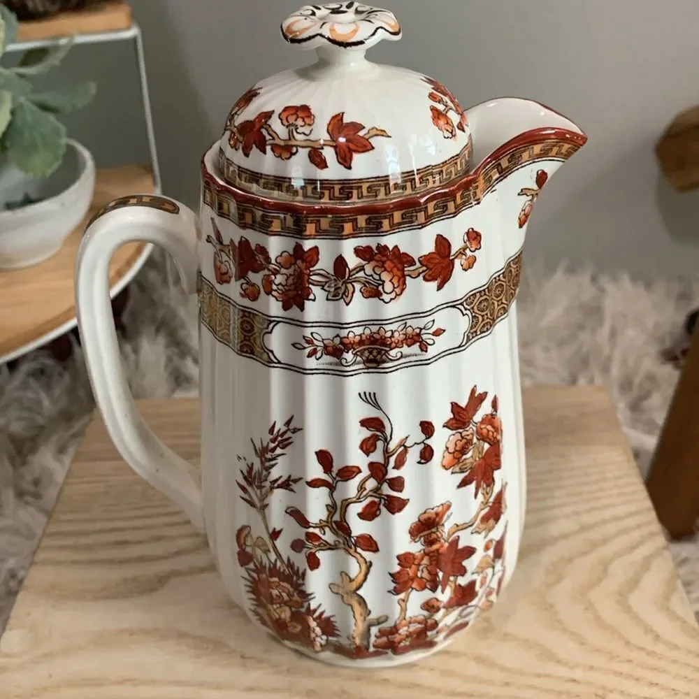 As Is Damaged Copeland Spode Indian Tree Small Pitcher Orange Floral Scallop - Picture 6 of 17